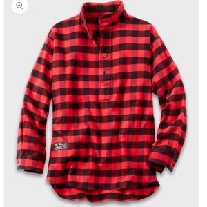 Vermont Flannel Henley Shirt Medium Unisex Buffalo Plaid USA Organic Cotton